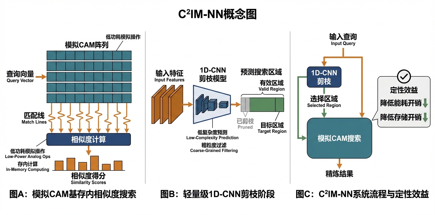 $C^2$IM-NN CAM 模拟搜索与 1D-CNN 预测剪枝流程