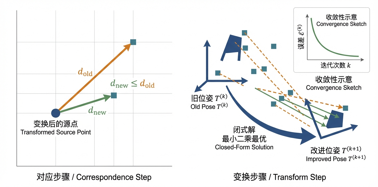 ICP 收敛性证明：两个引理的几何直觉
