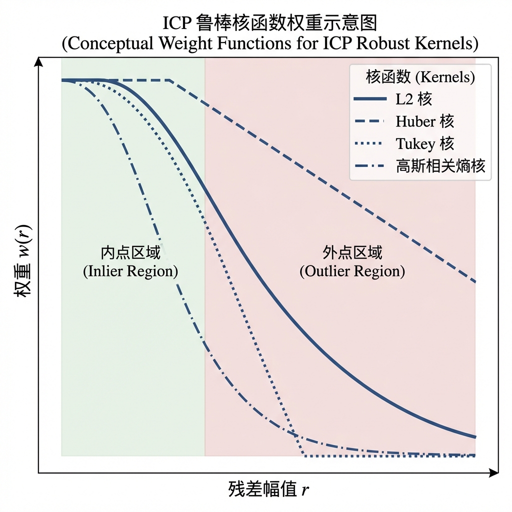 鲁棒核函数与外点耐受性对比