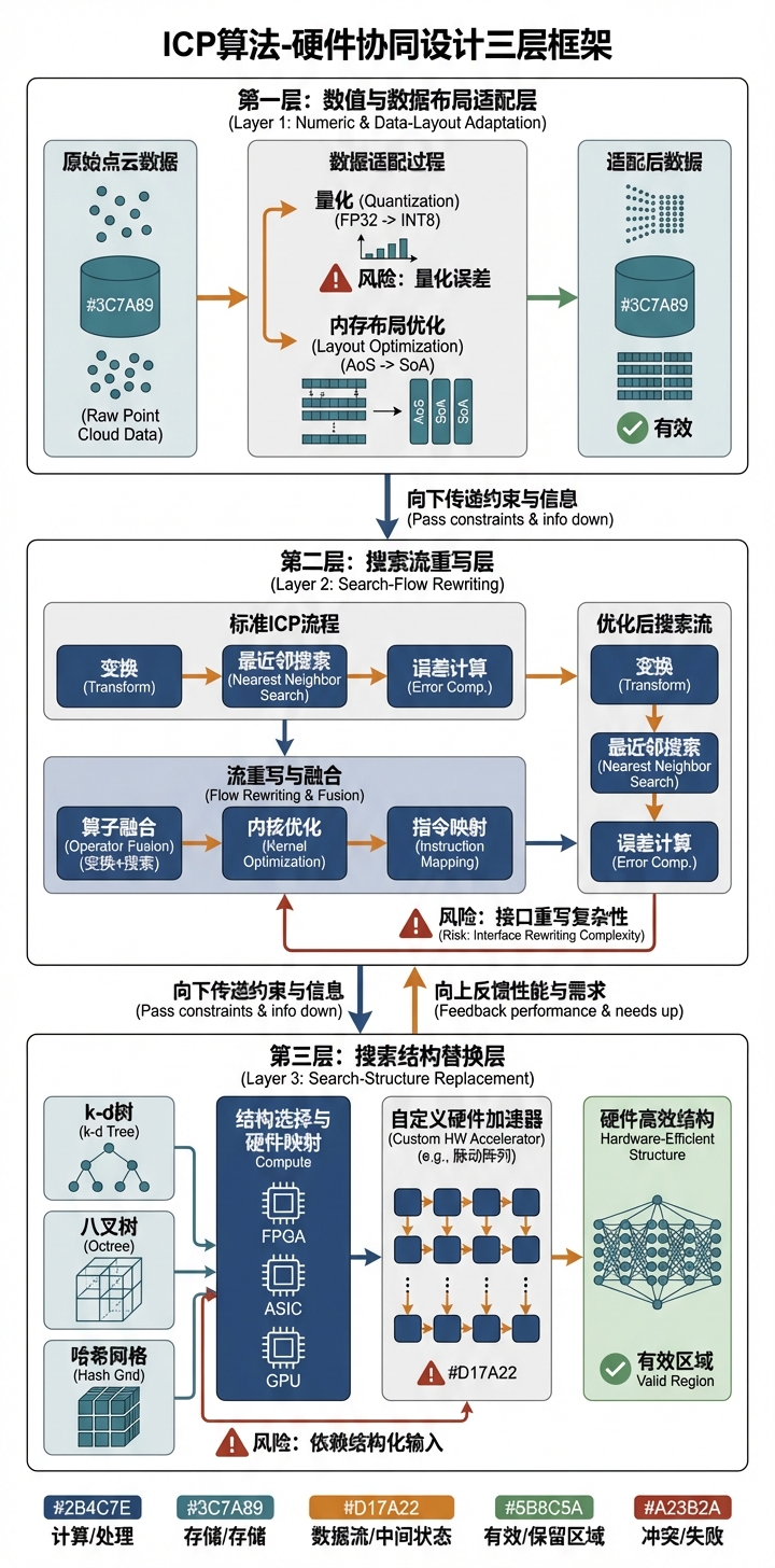 算法-硬件协同设计三层框架与代表案例映射
