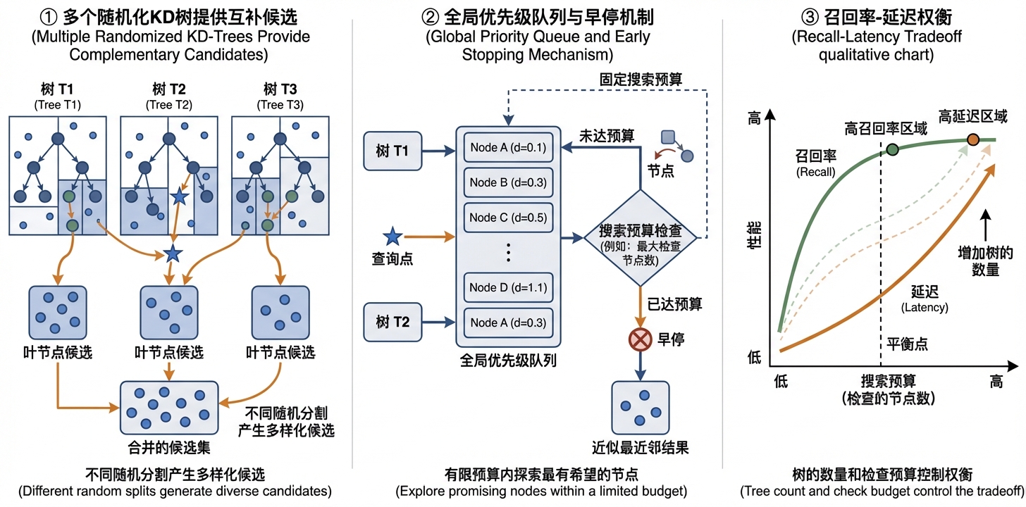 FLANN 随机化 KD-Tree 森林与优先队列搜索