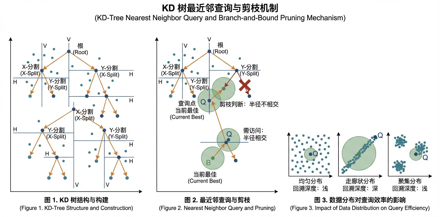 KD-Tree 最近邻查询剪枝过程可视化