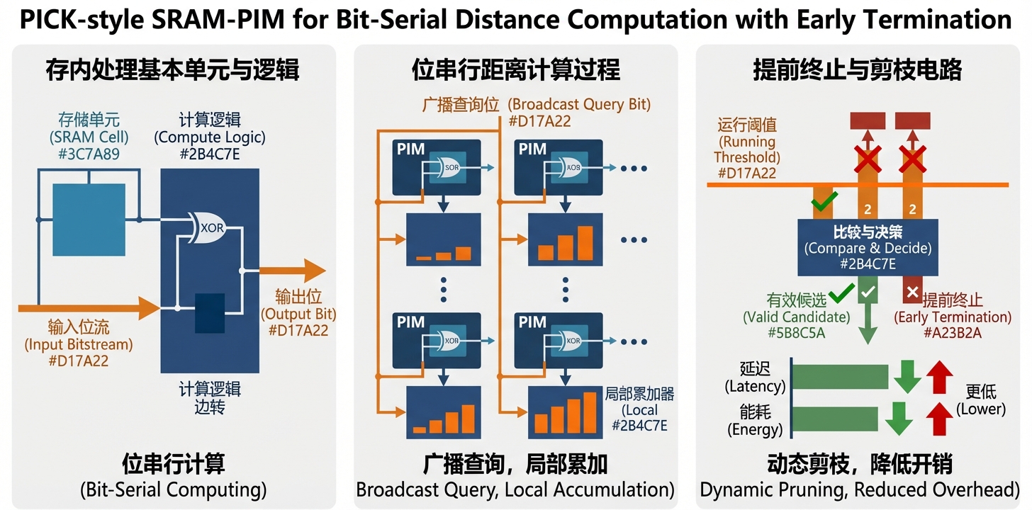 PICK SRAM-PIM 逐位距离计算与早停电路详解