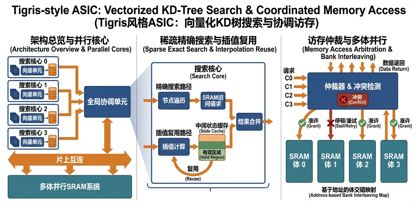 Tigris 向量化 KD-Tree 搜索引擎架构与 Bank-Interleaved SRAM 设计